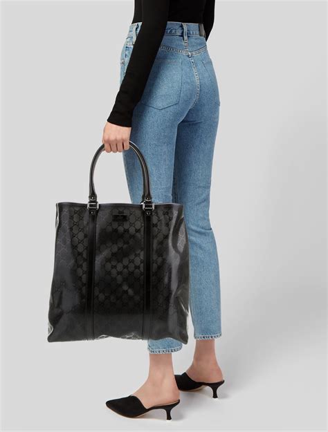 gucci black imprime tote bag|gucci tote bags lowest price.